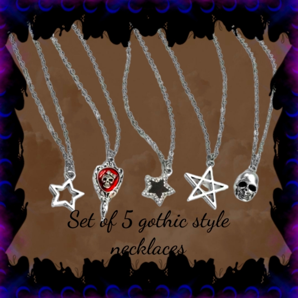 Silver Gothic Style Necklace Set